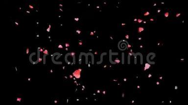 红色<strong>迷你</strong>心脏和粉红色<strong>迷你</strong>心脏动画在黑色背景。